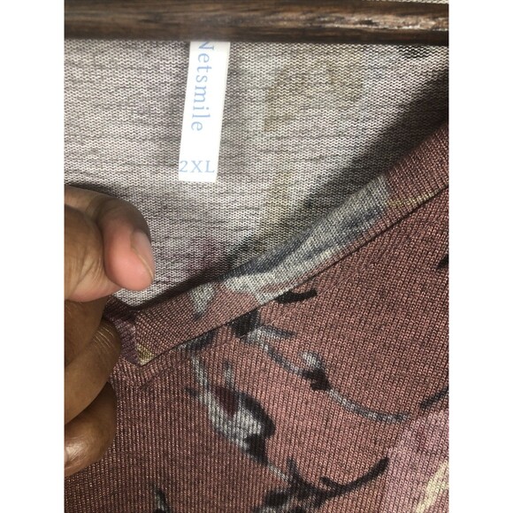 Netsmile Pink Top Lace Hem Plus Sz 2X V neck Cottagecore Romantic Floral Boho - Picture 4 of 9